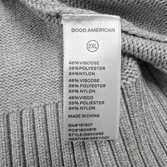 Good American Sweater Womens 2XL Gray Pullover Long Sleeve Stretch Minimalist - Picture 6 of 11
